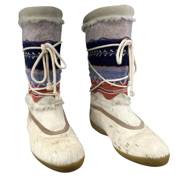 Vintage Tecnica Women’s Ivory Goat Fur Winter Boots Size 42 US 9.5 - Picture 5 of 10